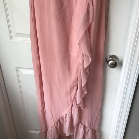 Boohoo Chiffon Maxi Ruffle Dress Blush New - Picture 4 of 8
